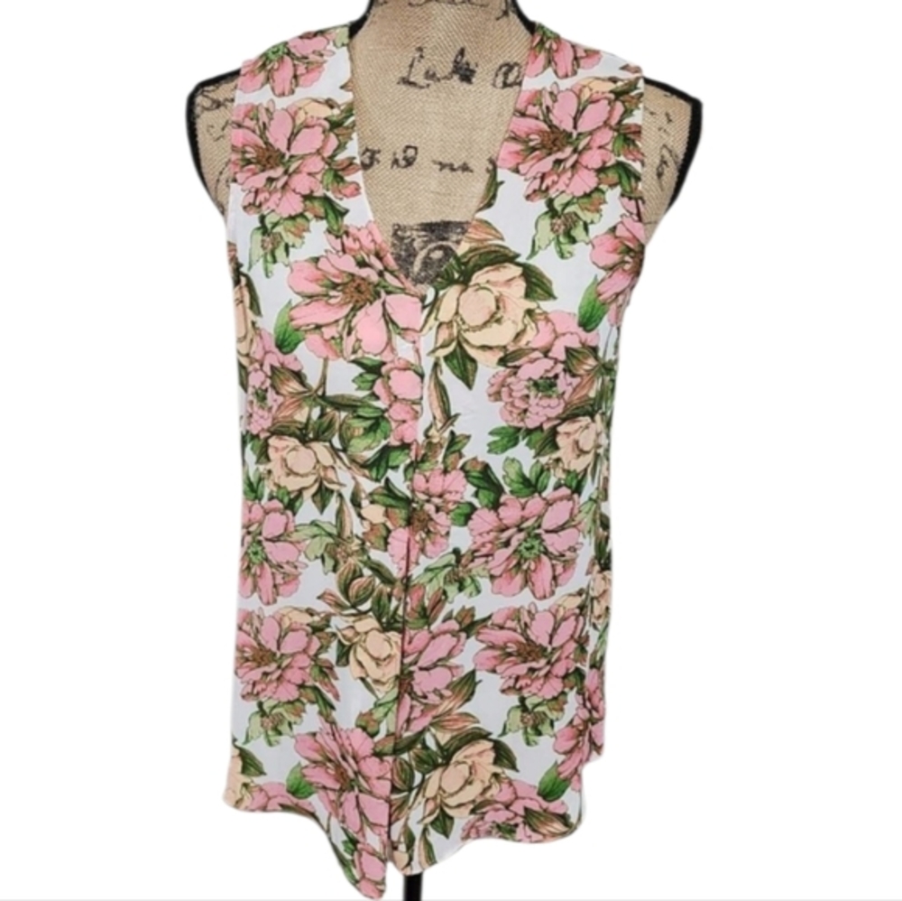 Rose & Olive pink and green floral tunic track top size XS‎